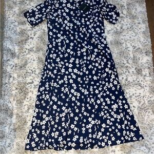 NWT Just Fashion Now Size L Womens Navy Floral Short Sleeve Maxi Dress